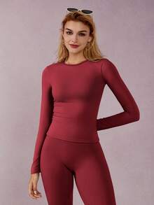 NcmRyu 1 Set Damen Mode Rundhals Lifting Tight Fitness Anzug für Laufen, Radfahren, Tanzen, Pilates, Workout