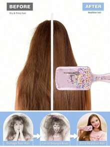 1/2/3/4/5/6/7/9/12 件发刷套装，（6.8 盎司/200 毫升）连续细雾喷雾瓶，适合成人和女孩头发独角兽卡通顺发刷、梳理刷，适用于发型设计、美发师 - 紫色 - 查看 4