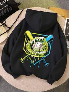 Tween Boy's Casual Wear - Red Hockey Mask Print Sweatshirt Sports Sweatshirt - Comfortable Polyester Knit Fabric, Easy To Clean And Machine Washable, Suitable For Streetwear, School, Street, Party, Travel Wear