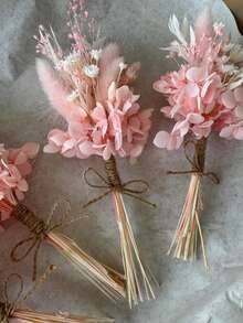 1/2/3/4/6/8/10/12/20 Pcs Dried Flower Bouquet, For Vase, Birthday Cake, Gift Box, Wildflower Shower Decor And Wedding Bouquet, Mailing Card, 3D Camera Photo Frame, Candle Making - Pink - View 6