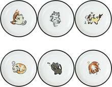 Super Cute Cartoon Animal Ceramic Sauce Dishes, Seasoning Dishes, Little Cat Dog Bird Feeding Bowls, Sushi Soy Dipping Bowls, Appetizer Plates, Dessert Plates, Set Of 6-Cats-5 Inch,18562369 - 黑色 - 查看 1