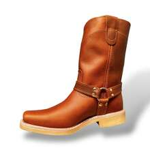 COWBOY BOOTS FLAT TOE WITH RING SOLE RUBBER HEEL FOR WORK OR DRESS COW LEATHER STITCHED SOLE WELT GOODYEAR BRAND AMERICAN WELT - Ginger - View 7