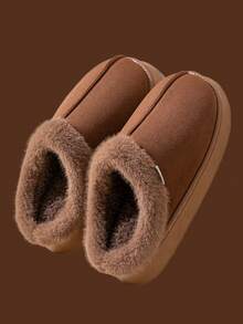 Women's Autumn/Winter Plush Lined Thick Sole Slippers, Comfortable Non-Slip Warm Indoor/Outdoor Soft Luxury Fuzzy Slides