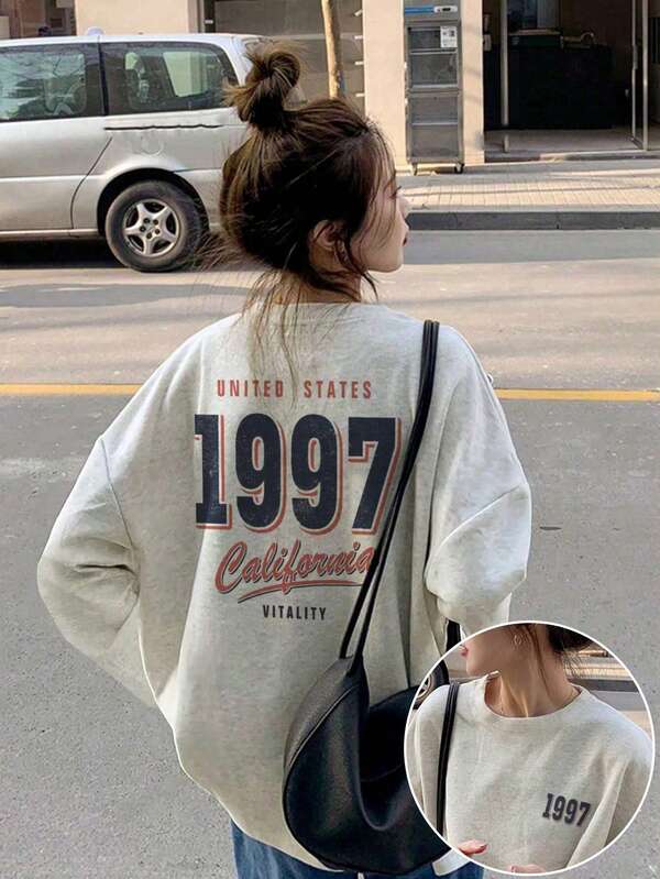 Women's Loose Fit Cartoon Print Long Sleeve T-Shirt, Versatile For Spring And Autumn