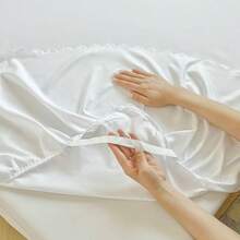 1 Stück einfarbiger, weicher und bequemer Bettrock, einfarbiger, weicher, gebürsteter Bettrock, geeignet für Zuhause und Schlafzimmer, für alle Jahreszeiten - Simple Series-Grün - Übersicht 11