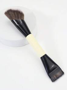 1 Set Professional Dual-Ended Face Makeup Brushes, Including Powder Brush And Blush Brush, Soft Bristles, Portable, Ideal For Travel Makeup - White - View 6