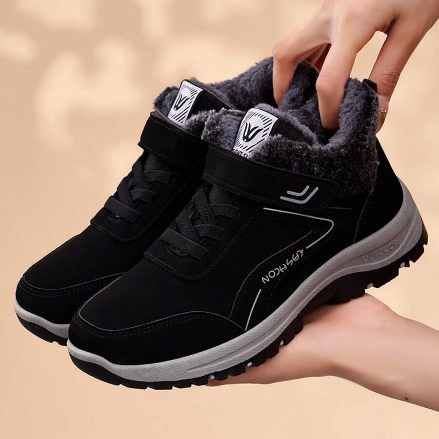 Damen Winterstiefel, neue flauschig verdickte Schneestiefel mit Einknopf, warme und wasserdichte Winterschuhe