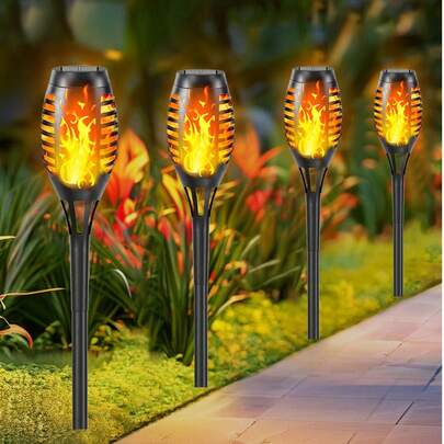 4/8/12 szt. lampek solarnych, lampki solarne z migoczącym płomieniem, odpowiednie do dekoracji ogrodu, lampki ogrodowe z migoczącym płomieniem, wodoodporność IP44, automatyczne włączanie/wyłączanie solarne, zastosowanie na trawniku, podwórku, ścieżkach, podjeździe, oświetlenie krajobrazu, solarne lampki świąteczne, lampki choinkowe, lampki choinkowe