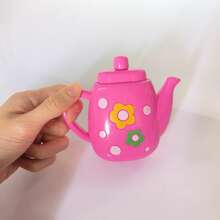 19-Piece Small-Sized Portable Kids Tea Party Toy Set: Realistic Tea Ware, Kettle & Desserts , Perfect For Boys & Girls' Pretend Play, Thoughtful Gift For Back-To-School, Christmas & Birthdays - Pink - View 5