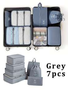 7/8/9/10pcs Travel Packing Cubes, Compression Organizer Bags, Luggage Organizer, Clothing Storage Bags Set, Includes: Cosmetic Bag, Waterproof Multi-Function Organizer, Garment Bag, Holiday Travel Essentials, Shoe Bag, Foldable Storage Box, Collapsible Underwear & Socks Organizer, Travel Packing Cubes, Luggage Organizer