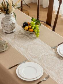 1pc Waterproof Floral Wreath Pattern Tablecloth, Minimalist Nordic Style Decorative Table Cover, Suitable For Home, Kitchen, Coffee Table, TV Cabinet, Holiday Gatherings, Birthdays, Weddings, Hotels, Photography Backdrops, Seasonal Gifts, Multiple Sizes Available - Coffee Brown - View 11