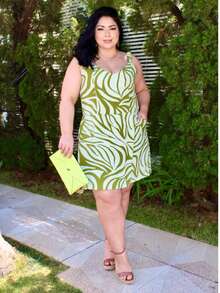 Women's Plus Size Jumpsuit Short Skirt With Printed Lining Summer - 顏色 29 - 查看 1