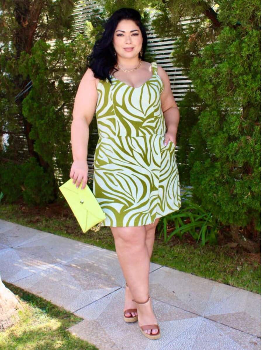 Women's Plus Size Jumpsuit Short Skirt With Printed Lining Summer - 顏色 29 - 查看 1