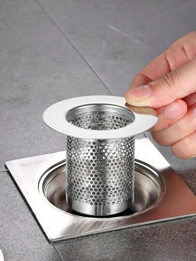 1件装浴室不锈钢水槽滤网毛发收集器淋浴排水口浴缸排水盖水槽浴缸排水塞家居浴室装饰夏季浴室配件浴室工具