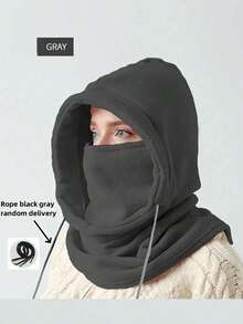 2pcs Elegant Multifunctional Double-Layer Wool Drawstring Balaclava, Windproof Warm Ski Face Mask, Solid Color Neck Gaiter, Suitable For Outdoor Cycling, Fishing, Running, Sports, Hiking And Daily Wear, Unisex Christmas Gift (Drawstring Color And Buckle Style Color Sent Randomly)