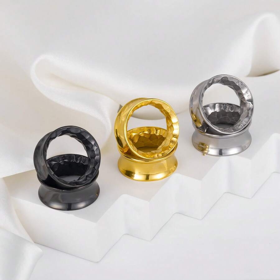 قطعتان من أقراط الأذن من الفولاذ المقاوم للصدأ 316L بتصميم رجعي، أقراط ثقب الأذن، مناسبة للجنسين، طراز هيب هوب وبانك جديد