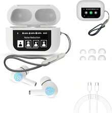 A9 Pro Auriculares Bluetooth, audífono inalámbrico inteligente con pantalla táctil, reducción de ruido activa dual ANC+ENC, compatible con iOS/Android - Blanco - Ver 2