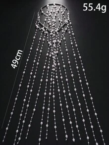 1 szt. Nowa, stylowa opaska na głowę z frędzlami w kratkę, elegancka opaska do włosów dla kobiet, ozdoba na głowę, biżuteria na głowę, ozdoby do włosów, biżuteria do włosów, łańcuszek na głowę, łańcuszek z wisiorkiem, ślub, stylizacja na imprezę, akcesoria do włosów, przyszła panna młoda, akcesoria do włosów dla kobiet - Srebro - Zobacz 3