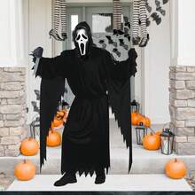 NetHong Kids Scream Ghost Face Cosplay Halloween Costume Death Fancy Dress &Mask&Knife - màu đen - Xem 4