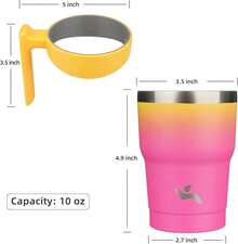 Konokyo - Vaso de 30 onzas con asa y 2 pajitas, 2 tapas, botella de agua aislada de acero inoxidable, de viaje, reutilizable, color claro - Arco iris - Ver 6