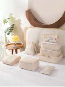 7/8/9/10pcs Travel Packing Cubes, Compression Organizer Bags, Luggage Organizer, Clothing Storage Bags Set, Includes: Cosmetic Bag, Waterproof Multi-Function Organizer, Garment Bag, Holiday Travel Essentials, Shoe Bag, Foldable Storage Box, Collapsible Underwear & Socks Organizer, Travel Packing Cubes, Luggage Organizer