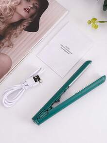 Cordless Hair Straightener And Curler 2 In 1 Mini Flat Iron USB Rechargeable Portable Pocket Size Travel Straight Curl Tools For Women Men - màu xanh lá - Xem 2