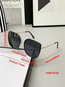 1pc Women's Square Shaped Fashion Metal Frame Fashion Glasses, Suitable For Outdoor Activities And Photography Elegant Outfit For Summer Beach Vacation,Outdoor,Travel - 黑色 - 查看 6