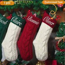 1pc Personalized Embroidered Christmas Stocking, Customized Knitted Family Socks, 2025 Holiday Socks (With Name), Family Christmas Stockings, Holiday Calendar - Multicolor - View 6