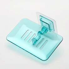 VFRYP 1 Stück durchsichtiger, selbstklebender, wandmontierter Seifenschalenhalter aus Kunststoff ohne Bohren für das Badezimmer