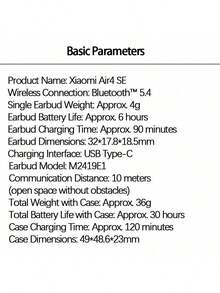 Xiaomi Audífonos Bluetooth Air 4 SE semi-in-ear verdaderamente inalámbricos. Cómodos de usar. Diseño de canal auditivo sin presión. Conexión estable con Bluetooth 5.4. Compatibles con Android y Apple. - Blanco - Ver 6
