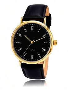 Men's Watch With Leather Strap And Metal Original Launch - Gold/Black - View 1