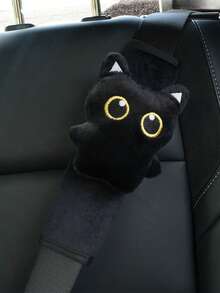 1pc New Black Cat Seatbelt Shoulder Pad - Durable Fabric - Highly Comfortable - Fits Most Age Groups - Multicolor - View 6