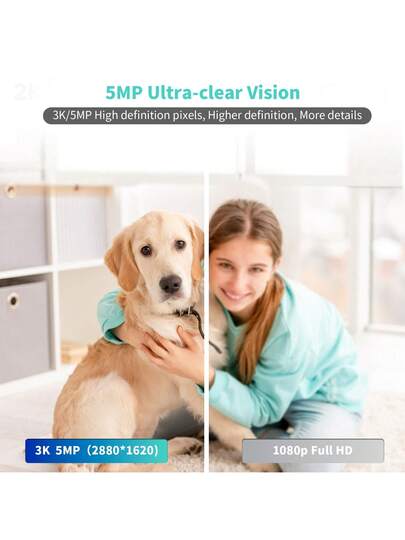 1pc Camera Security 5G Wireless Wifi 3K High Definition 5MP Camera, AI Intelligent Human Tracking Motion Detection, 2.4G/5G Alarm Push, Video Surveillance, Slimme Home PTZ Indoor Outdoor Two Way Audio Security, Baby/Pet/Home/Office Monitoring view 2