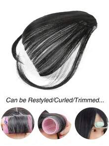 1 Clip-On Air Bangs With Sideburns, Synthetic Hairpiece For Bangs Enhancement, Women's Wig Bangs With Sideburn Hair Accessory Clip, Daily Styling For Women And Girls - Multicolor - View 5