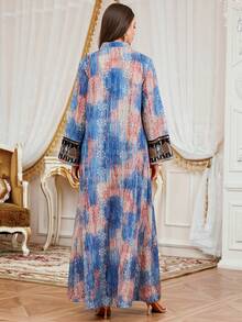 SISKAKIA Vestido tejido con estampado todo sobre todo elegante bordado, adecuado para vacaciones, citas, cumpleaños, fiestas formales - Azul - Ver 5