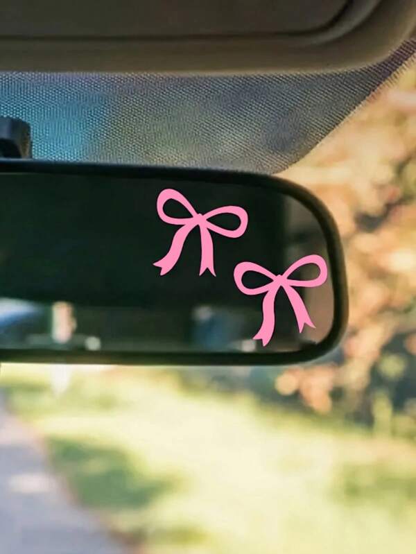 2 buc autocolante oglindă cu funde roz, funde drăguțe, autocolante pentru fete, autocolante decorative, autocolante pentru oglinzi, autocolante auto, accesorii decorative pentru mașini noi pentru femei.