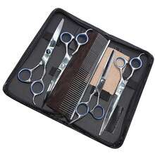 7" Professional Cat Dog Pet Grooming Scissors Shear Set Hair Cutting Curved Tool - 銀色 - 查看 1