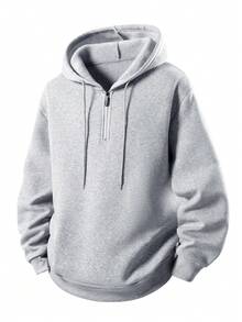 Heavy Weight With Plush! Men's Plus Size Loose And Thick Hooded Sweatshirt, Autumn And Winter Warm Top, Brand Jacket, Casual