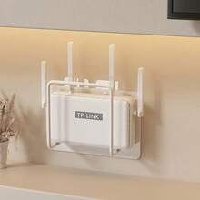 1pc Easy Install Wall-Mounted Router Holder - Fashionable White Cast Iron, Multipurpose Storage Rack, Suitable For Living Room, Box Placement, Wifi Rack, Bookshelf, Perfect Gift For Halloween, Christmas (Does Not Stick Well On White Walls And Wallpaper, Requires 24-Hour Static Placement Before Hanging) - Multicolor - View 4
