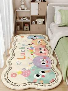1 pieza Alfombra de dibujos animados, Alfombra de piso junto a la cama, Alfombra de piso linda, Alfombra de imitación de cachemira, Alfombra de piso para sala de estar, Alfombra resistente a las manchas y fácil de mantener para dormitorio, Adecuada para usar en dormitorio, junto a la cama y decoración navideña de la sala de estar