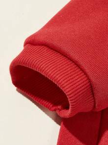 1pc Minimalist Cute Paw Print & Slogan Pattern Polyester Hoodie Sweatshirt, Flea Resistant, Shed Reducing, Warm & Breathable For Small Pets Indoor & Outdoor