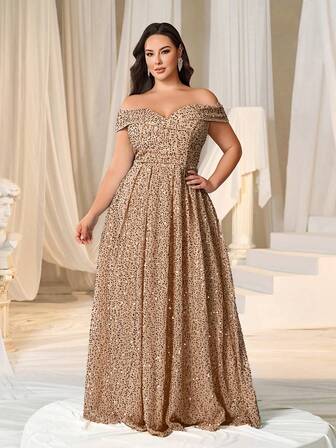 Faeriesty 亮片露肩甜心鱼尾长裙，拖地长裙，闪亮贴身廓形——非常适合红毯活动、婚礼、晚会和颁奖典礼