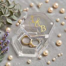 Custom Acrylic Clear Hexagon Ring Box, Personalized Engagement Wedding Ring Box Storage, Wedding Decoration, Bridal Gift - Multicolor - View 8