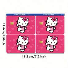 4pcs Sanrio Style Cute Cartoon Credit Card Stickers, Adorable Hello Kitty Pattern, Credit Card Decor Stickers, Protective Stickers, Creative Small Gift, Matte Finish, Durable PVC Card Stickers, Protect Privacy, Waterproof & Scratch-Resistant - Perfectly Fit For Credit Cards, Bank Cards, Transportation Cards, Can Be Removed Damage-Free, Perfect Gift For Halloween & Christmas!