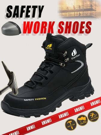 1 Pair Men's Work Trainer Sports Safety Boots High Top Sports Steel Toe Boots For Women,Sports Safety Shoes Safety Trainer Indestructible Boots,Work Boots For Men,Work Boot,Steel Toe Trainer Safety Sneakers Anti-Puncture Anti-Smash Durable Rubber Outsole Cushion Sole,Work Boots For All Seasons For Outdoor,Gardening,Construction,Farming,Hiking,Work Boots For Woman,Work Shoes Prefect Christmas Gifts