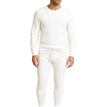Men's 3 Pack Full Thermal Sets Ultra Soft 6 Piece Cotton Top And Bottom Set, Warm Cotton Long Johns, Winter Base Layer, Thermal Underwear For Men - 白色/炭灰色/灰色 - 查看 2