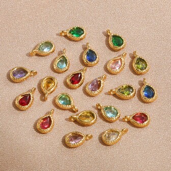 5pcs Stainless Steel Gold-Tone Multicolor Glass Crystal Teardrop Pendant DIY Earrings Bracelet Jewelry Making Accessories Women's Jewelry Components Women's Stainless Steel Jewelry Parts DIY Handmade Components