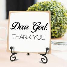1 Set, Wooden Desktop Logo, Inspiring "Dear God, Thank You" Sign, Very Suitable For Living Room, Bedroom, Room Decoration, No Need For Electricity, Multi-Functional Home Decoration, Christmas Decoration - Multicolor - View 4