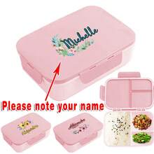 Customized Name Travel Lunch Storage Box Portable Bento Case Organizer With Lid Leakproof Lunch Container Breakfast Holder Freshness Preservation Tableware Kitchen Meal Accessories Personalized DIY For Camping Outdoors Home And School