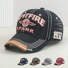 1pc Vintage Letter Embroidered Curved Brim Baseball Cap, Versatile Sports & Casual Sun Protection Hat For Men